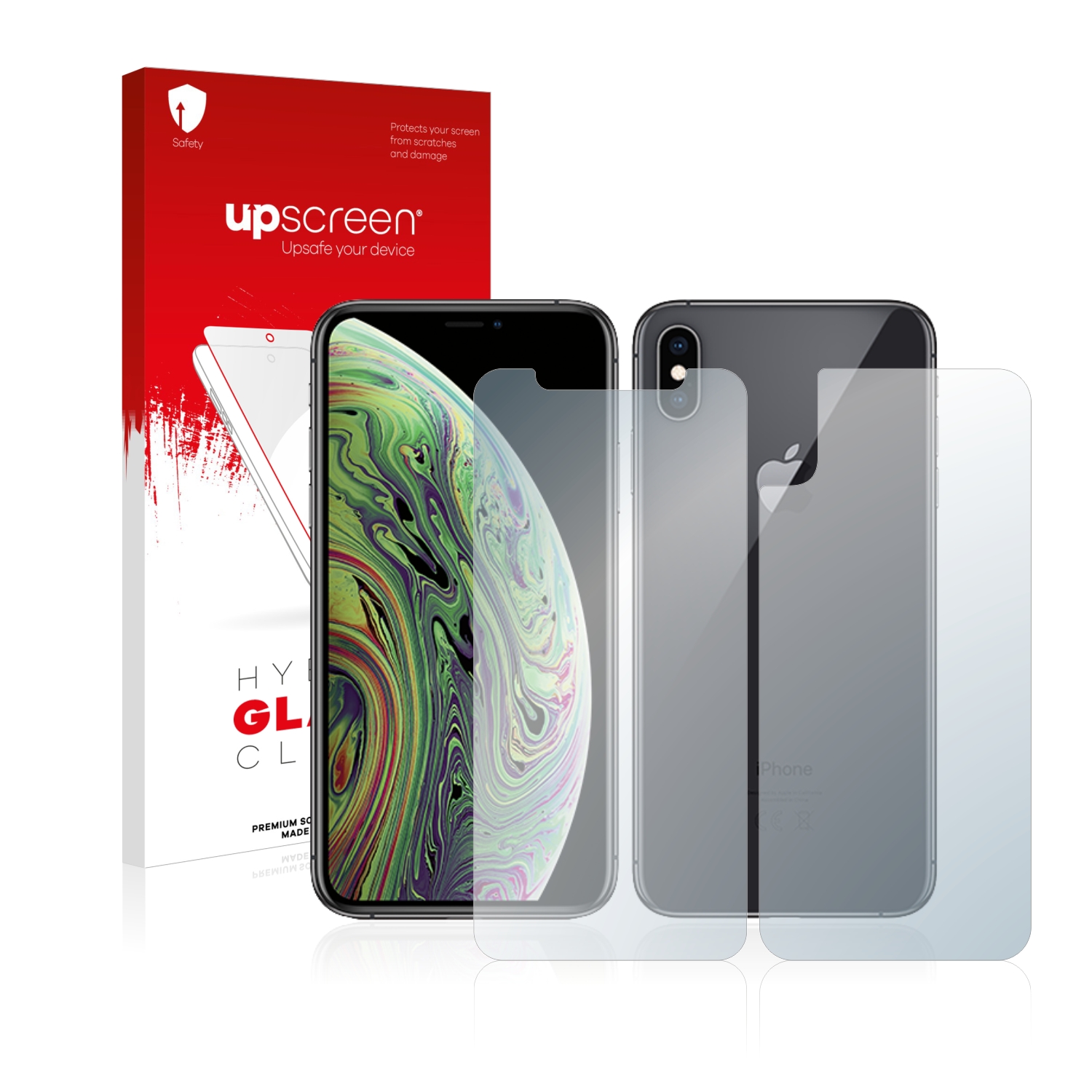 čirá skleněná fólie upscreen Hybrid Glas pro Apple iPhone Xs (displej+zadní strana)