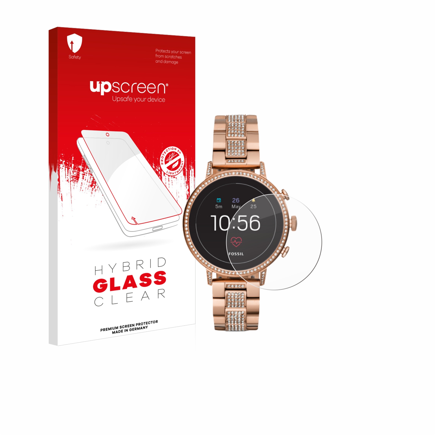 čirá skleněná fólie upscreen Hybrid Glas pro Fossil Q Venture HR (4.Gen)