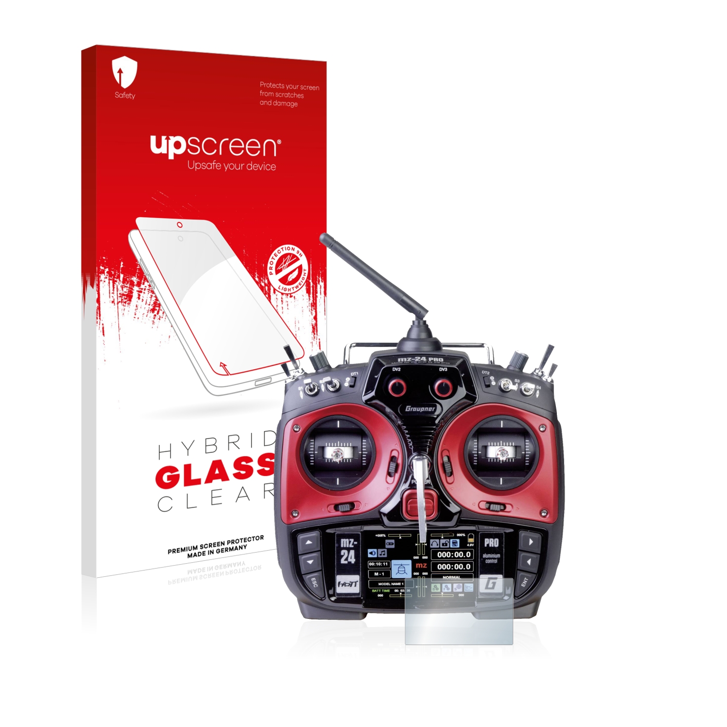 čirá skleněná fólie upscreen Hybrid Glas pro Graupner mz-24 Pro