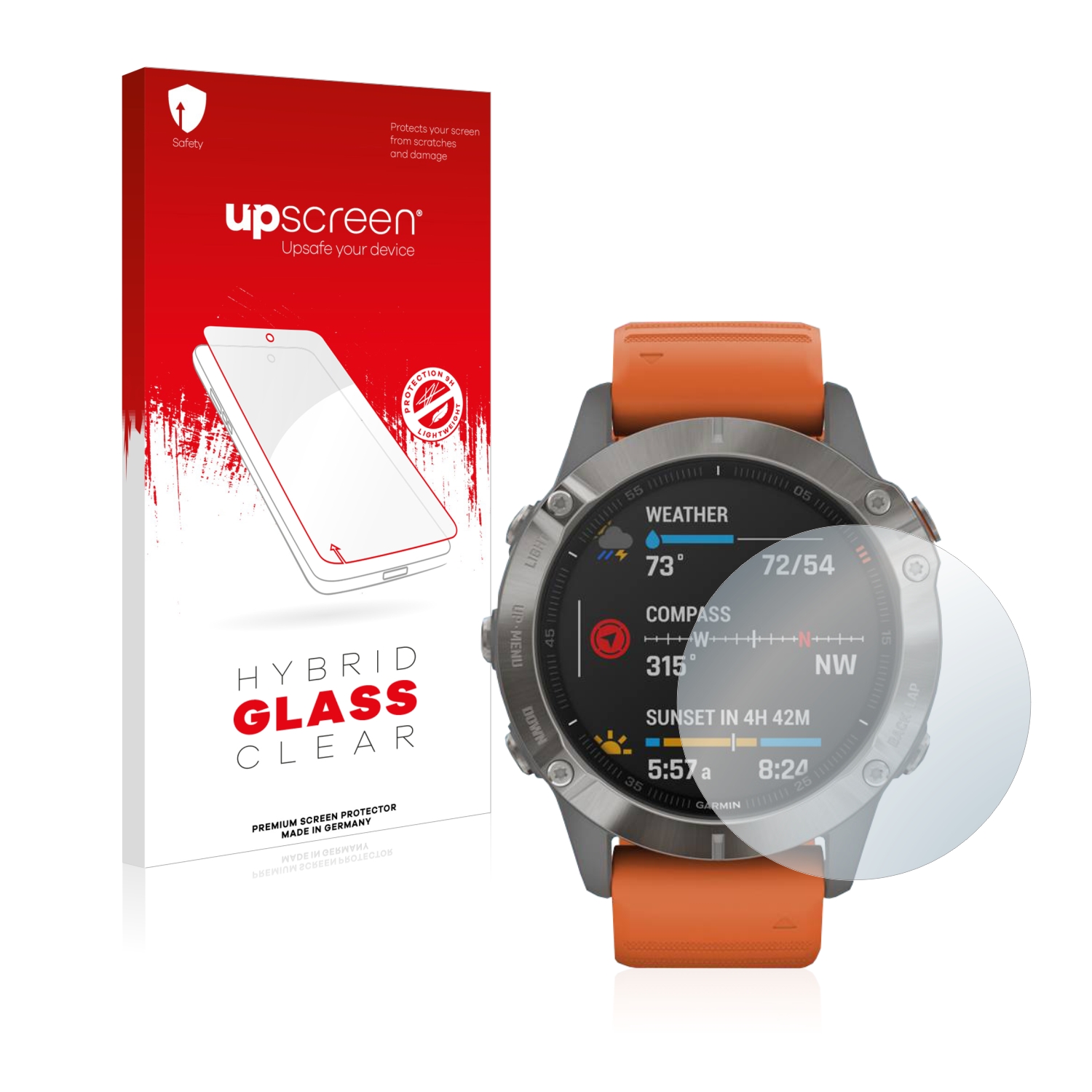 čirá skleněná fólie upscreen Hybrid Glas pro Garmin Fenix 6