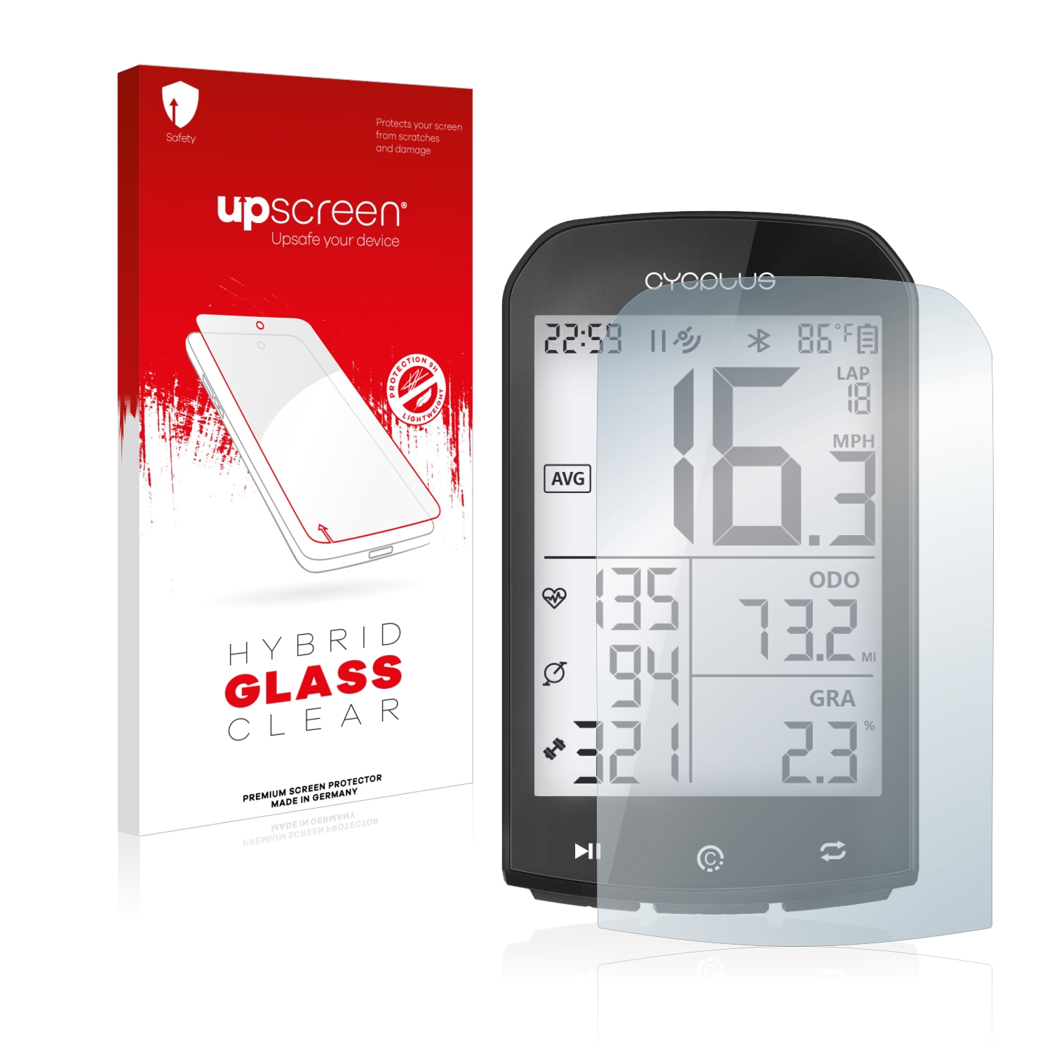 čirá skleněná fólie upscreen Hybrid Glas pro Cycplus M1 2.9
