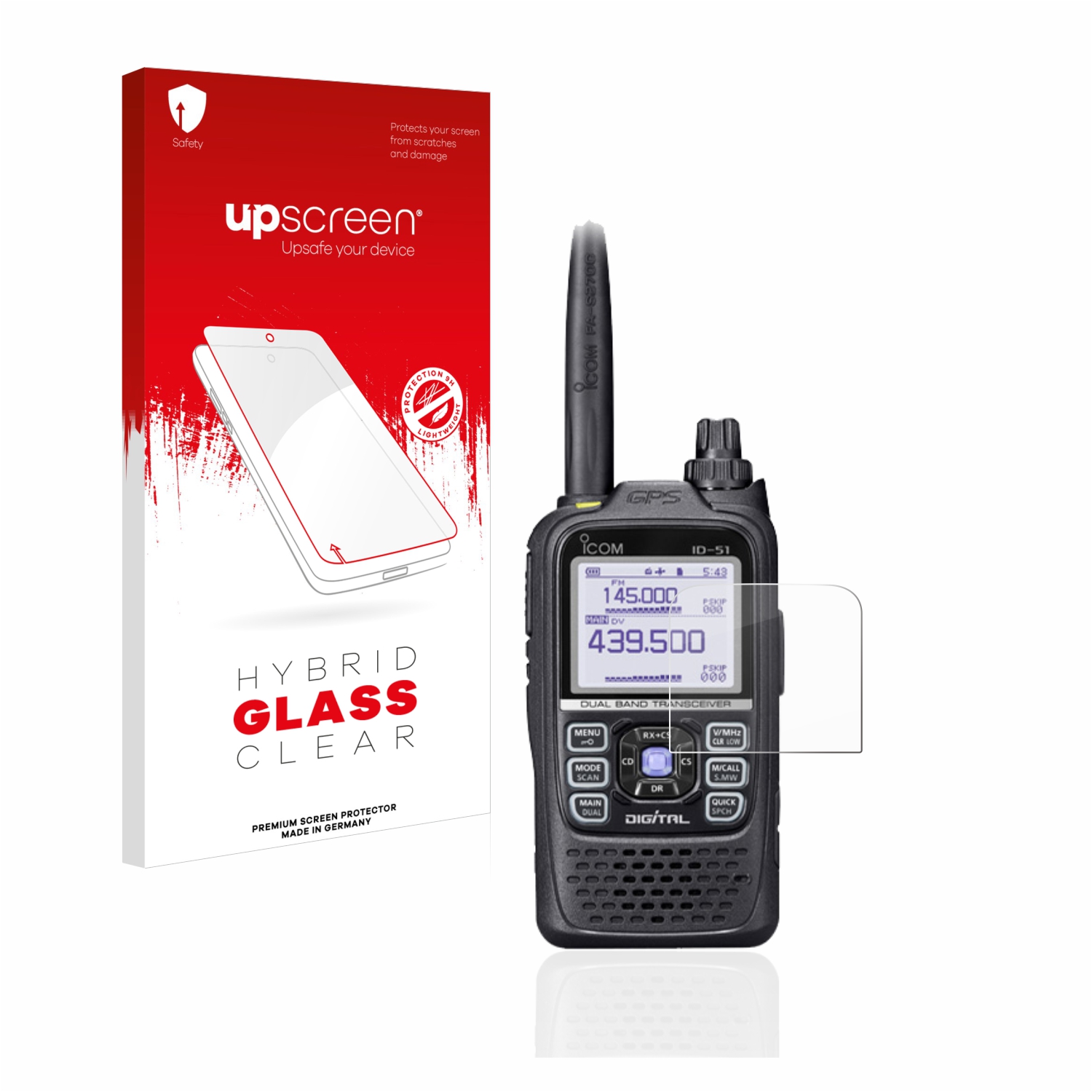 čirá skleněná fólie upscreen Hybrid Glas pro Icom ID-51E Plus 2