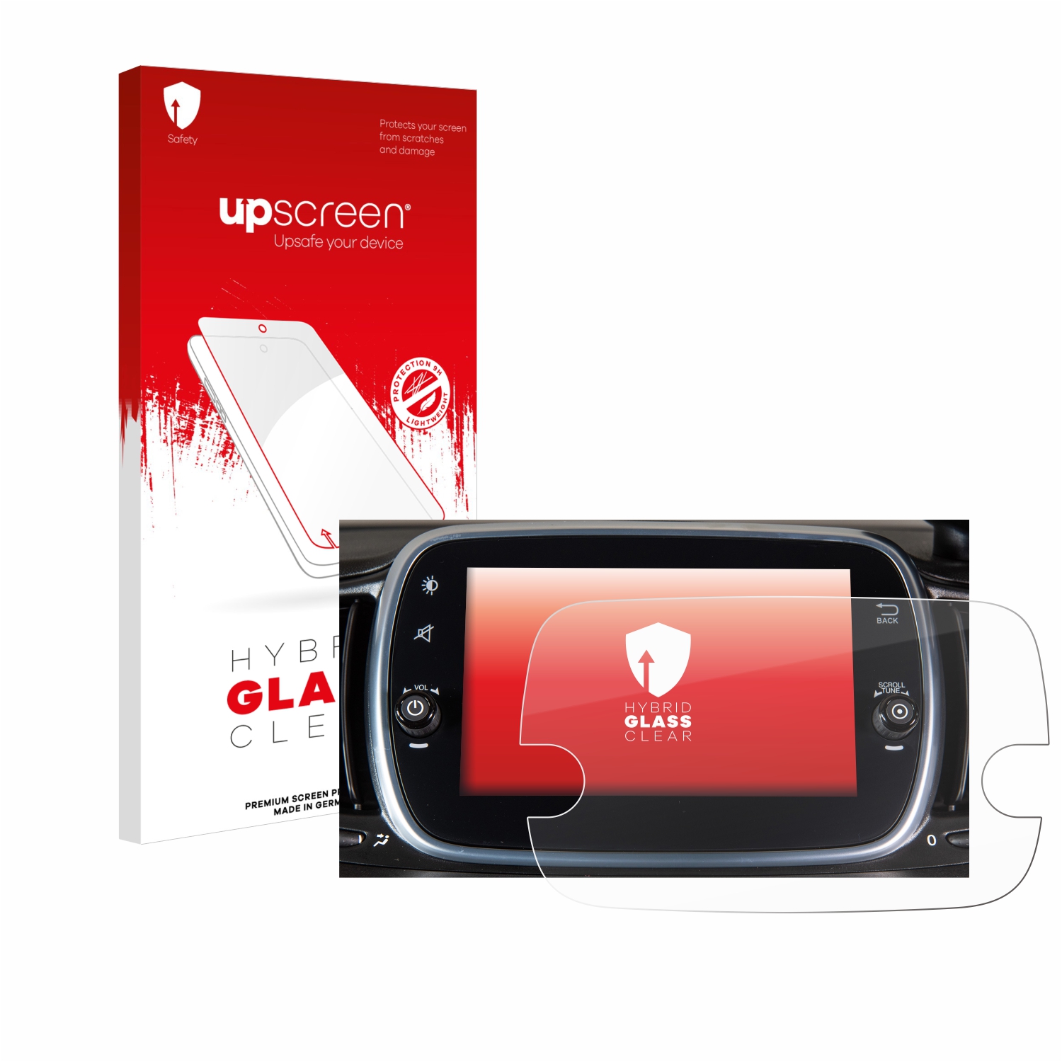 čirá skleněná fólie upscreen Hybrid Glas pro Fiat 595 Abarth Uconnect 7
