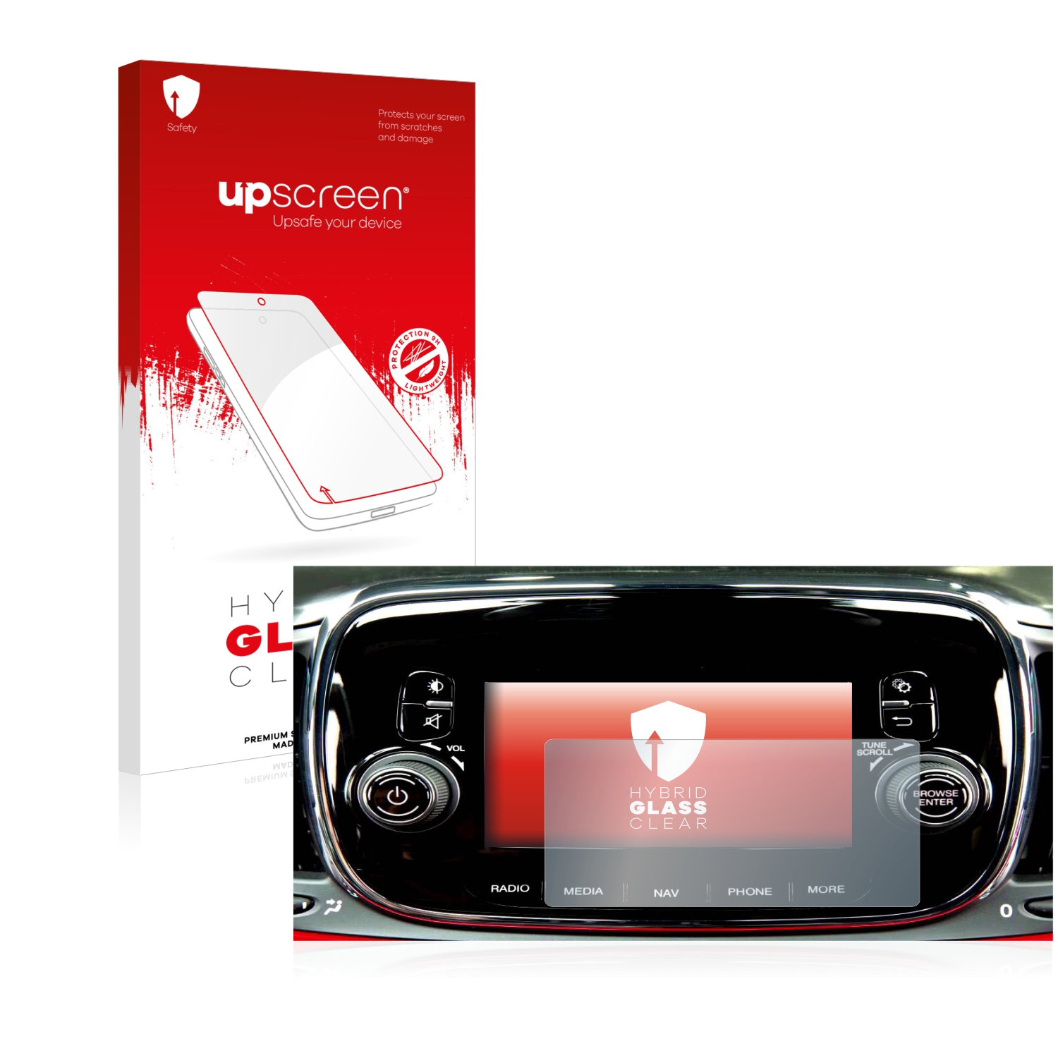 čirá skleněná fólie upscreen Hybrid Glas pro Fiat 500X 2016-2019 Uconnet 5