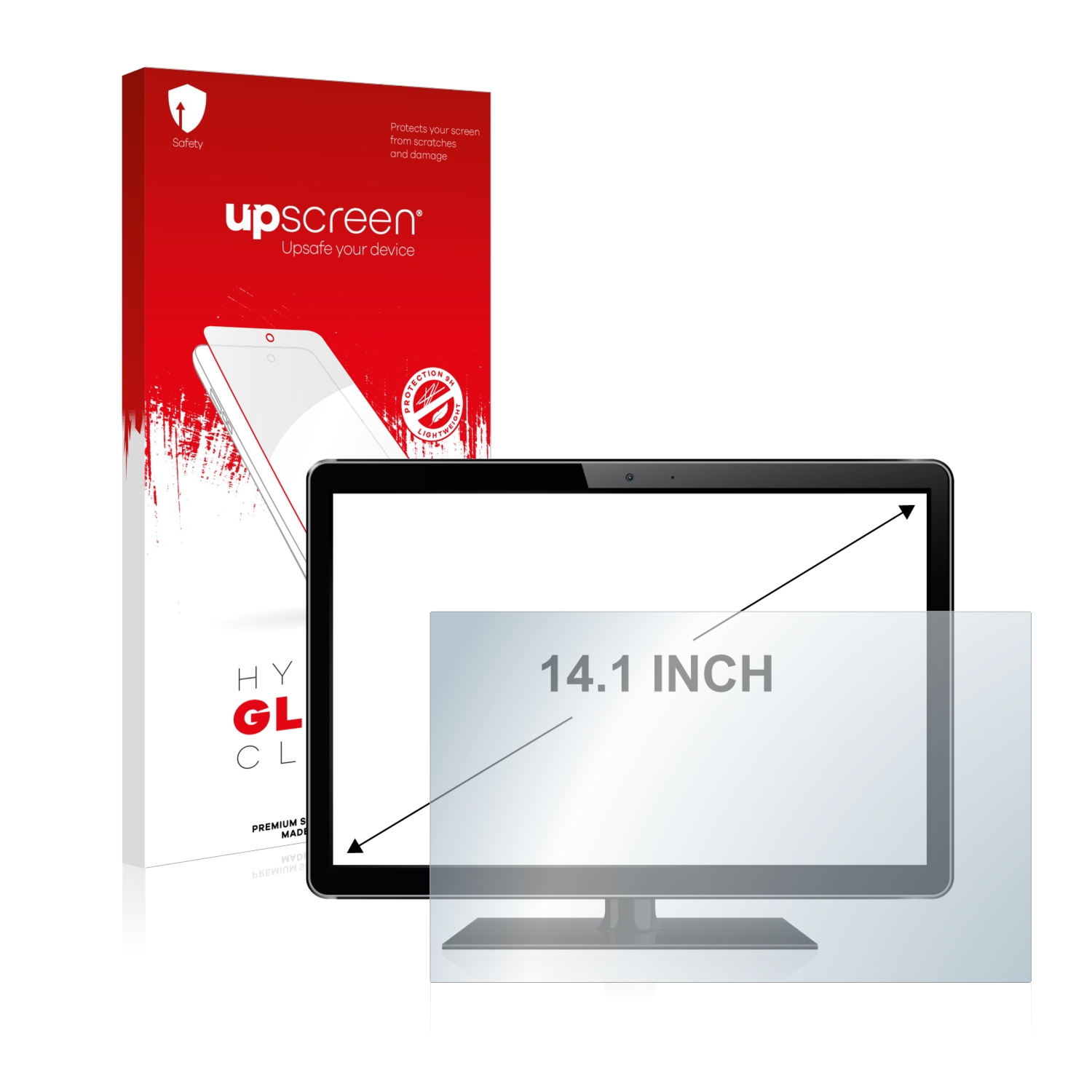 čirá skleněná fólie upscreen Hybrid Glas pro All-In-One PC s 14.1 palcovým displejem [312 mm x 176 mm, 16:9]