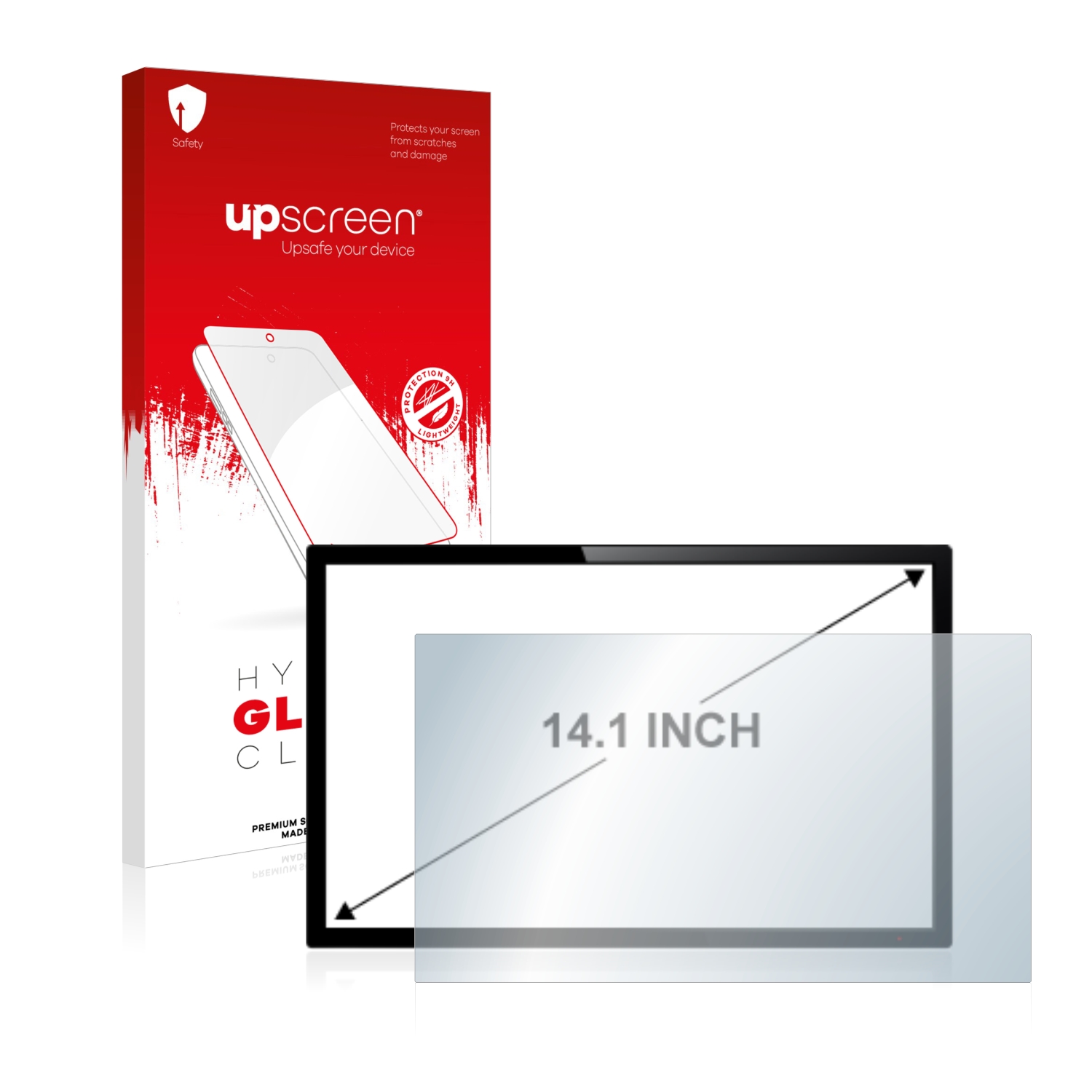 čirá skleněná fólie upscreen Hybrid Glas pro dotykový panel s 14.1 palcovým displejem [312 mm x 176 mm, 16:9]