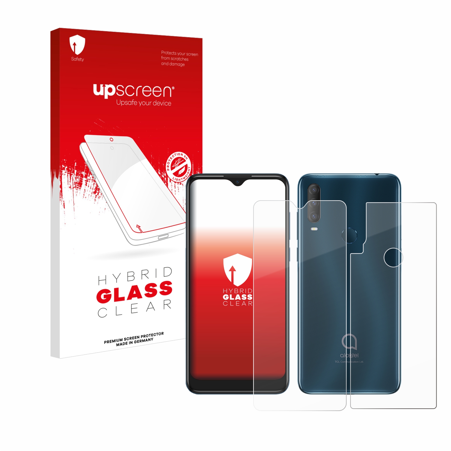čirá skleněná fólie upscreen Hybrid Glas pro Alcatel 1S 2020 (displej+zadní strana)