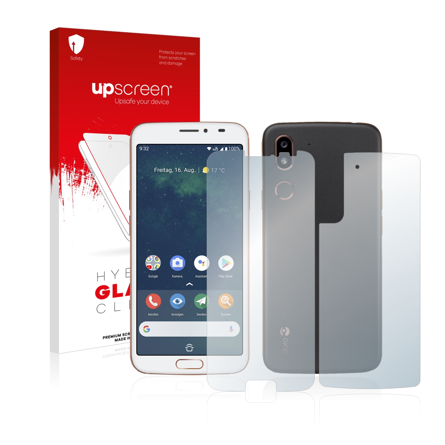 čirá skleněná fólie upscreen Hybrid Glas pro Doro 8080 (displej+zadní strana)