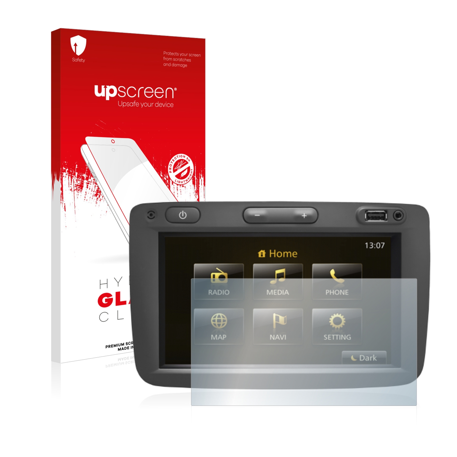 čirá skleněná fólie upscreen Hybrid Glas pro Dacia Duster 2 2019 Infotainment System