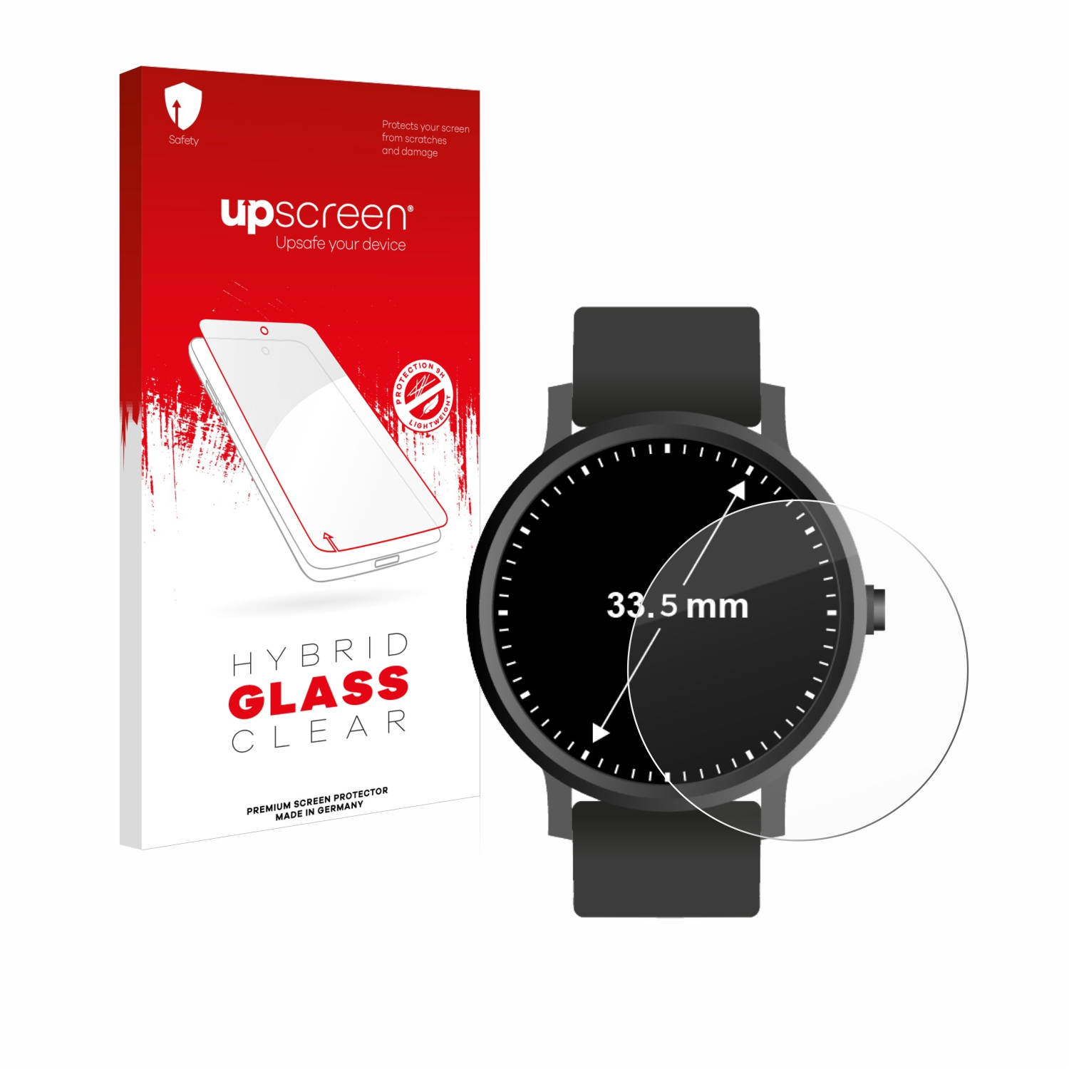 čirá skleněná fólie upscreen Hybrid Glas pro hodinky (kulatý, průměr 33.5 mm)