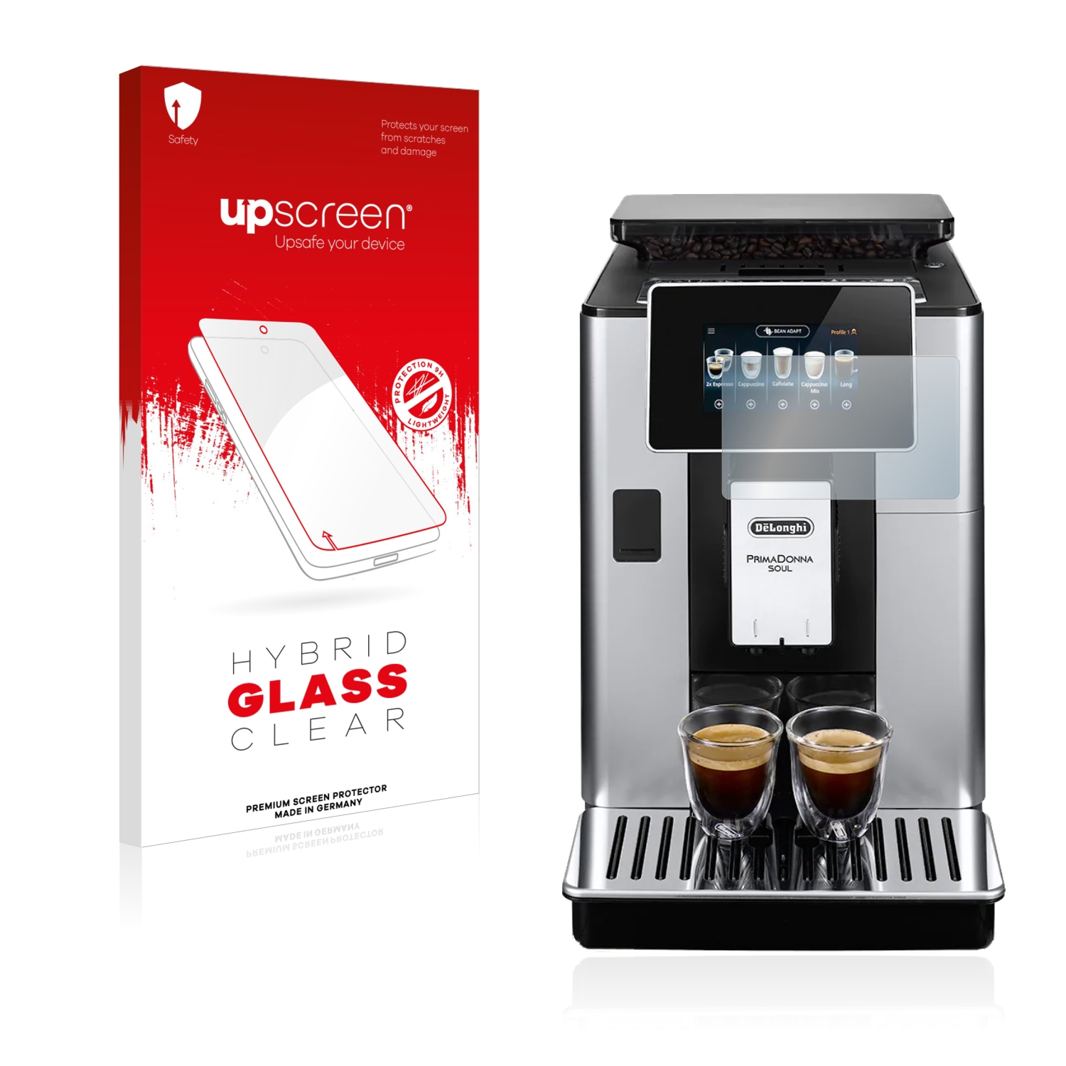 čirá skleněná fólie upscreen Hybrid Glas pro DeLonghi PrimaDonna Soul ECAM610.74.MB