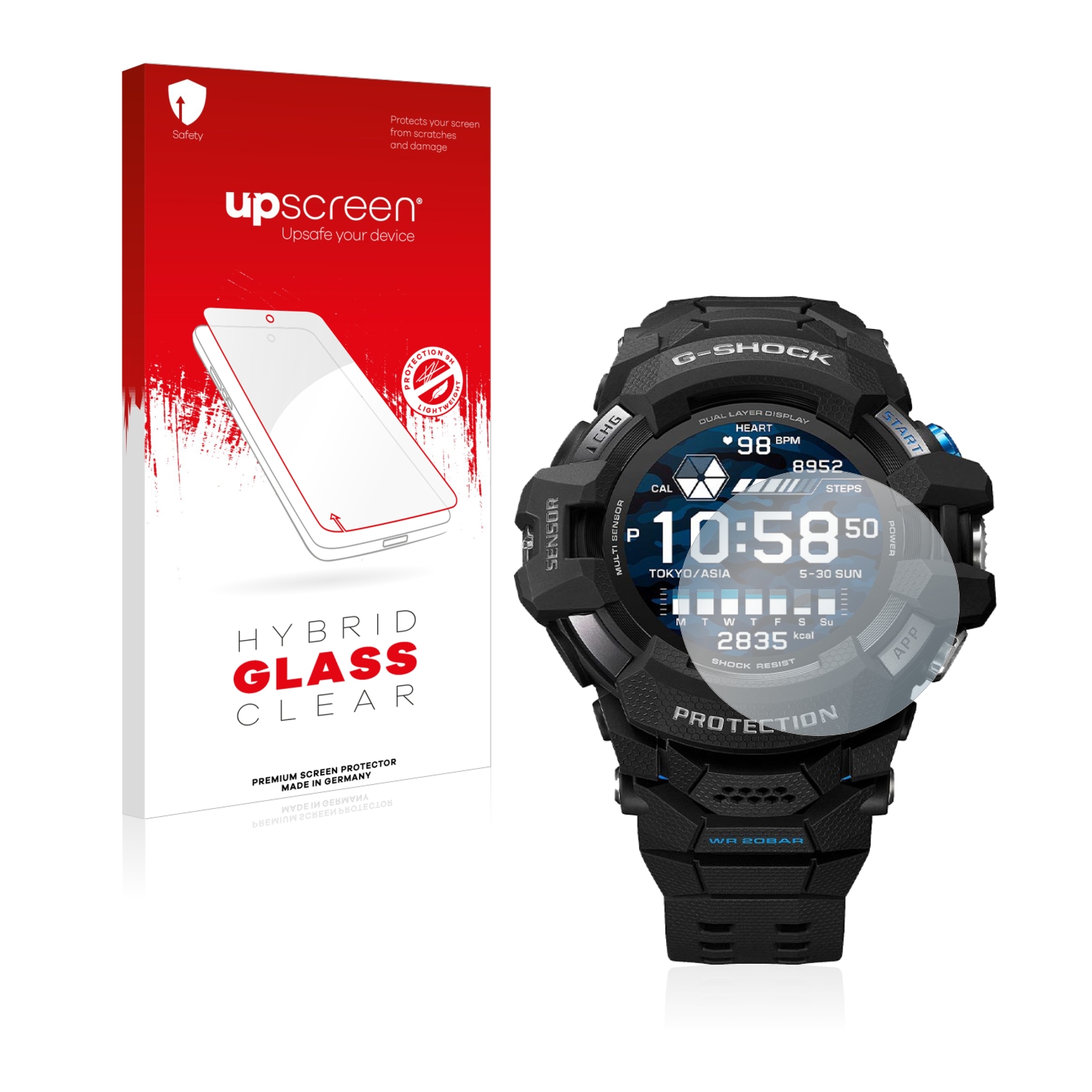 čirá skleněná fólie upscreen Hybrid Glas pro Casio G-Shock GSW-H1000
