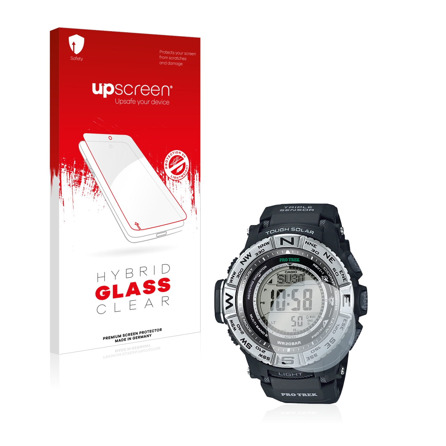 čirá skleněná fólie upscreen Hybrid Glas pro Casio Pro Trek PRW-3500-1