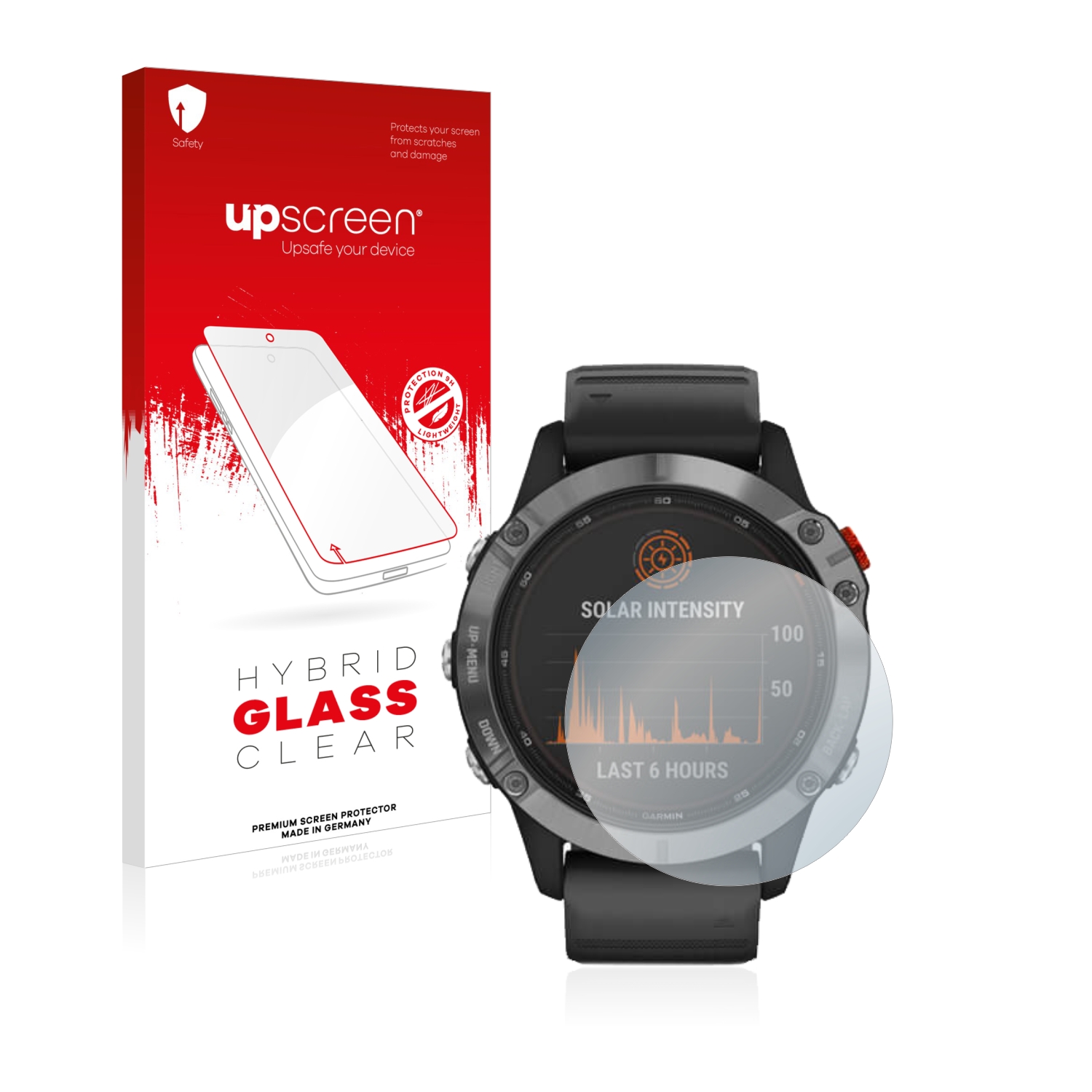 čirá skleněná fólie upscreen Hybrid Glas pro Garmin Fenix 6 Solar