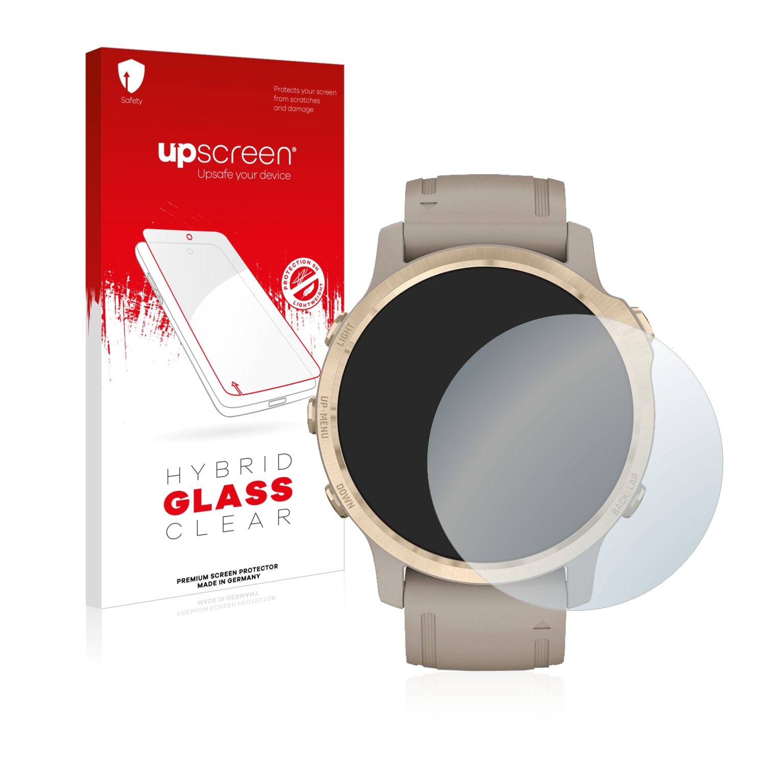 čirá skleněná fólie upscreen Hybrid Glas pro Garmin Fenix 6S Pro Solar