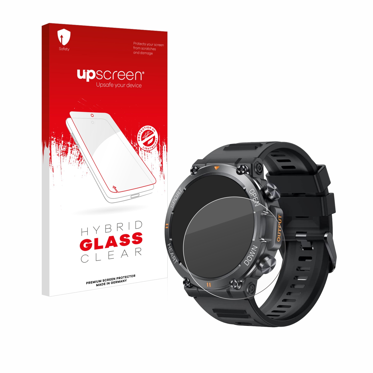 čirá skleněná fólie upscreen Hybrid Glas pro Akkee Smartwatch 1.39