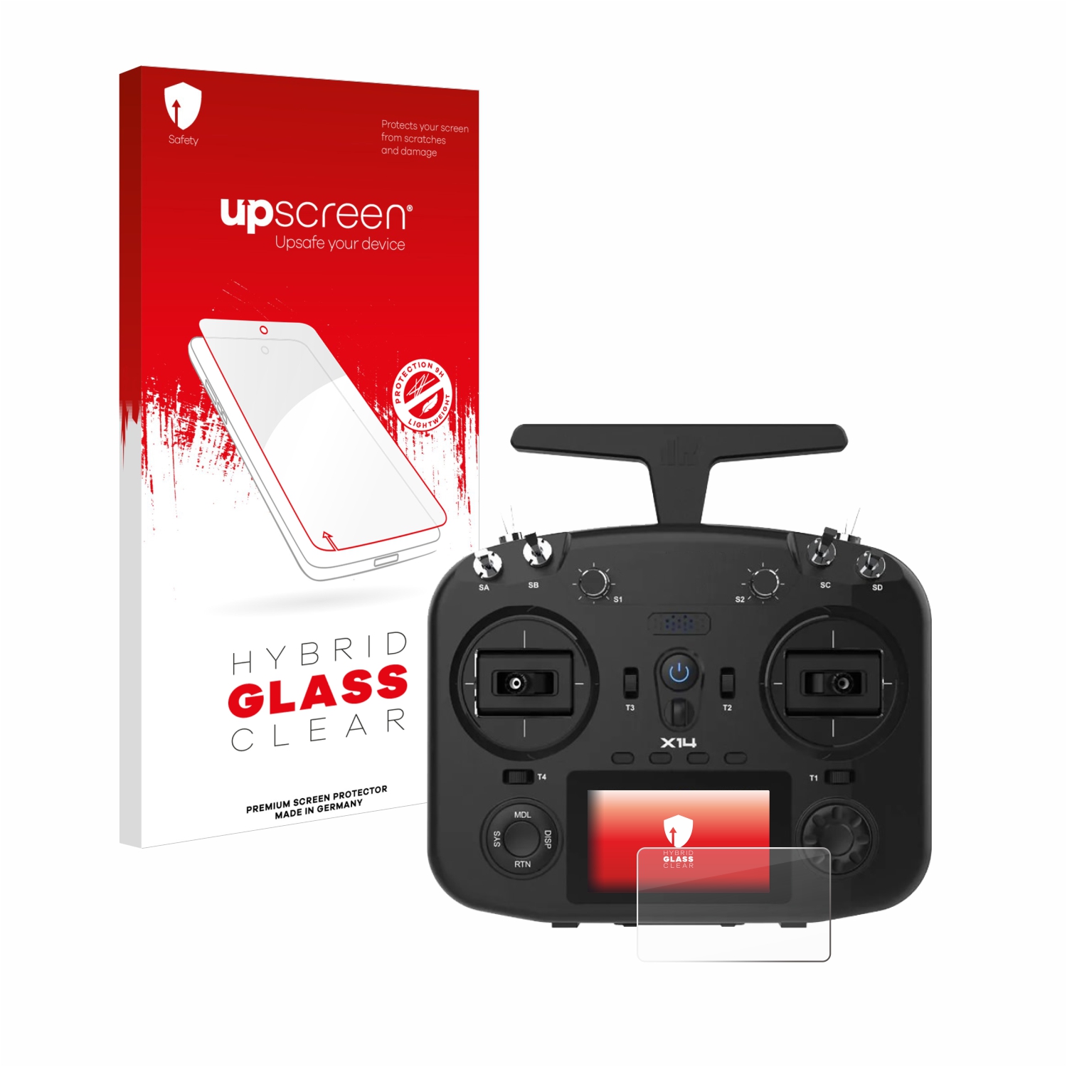 čirá skleněná fólie upscreen Hybrid Glas pro FrSky TWIN X14