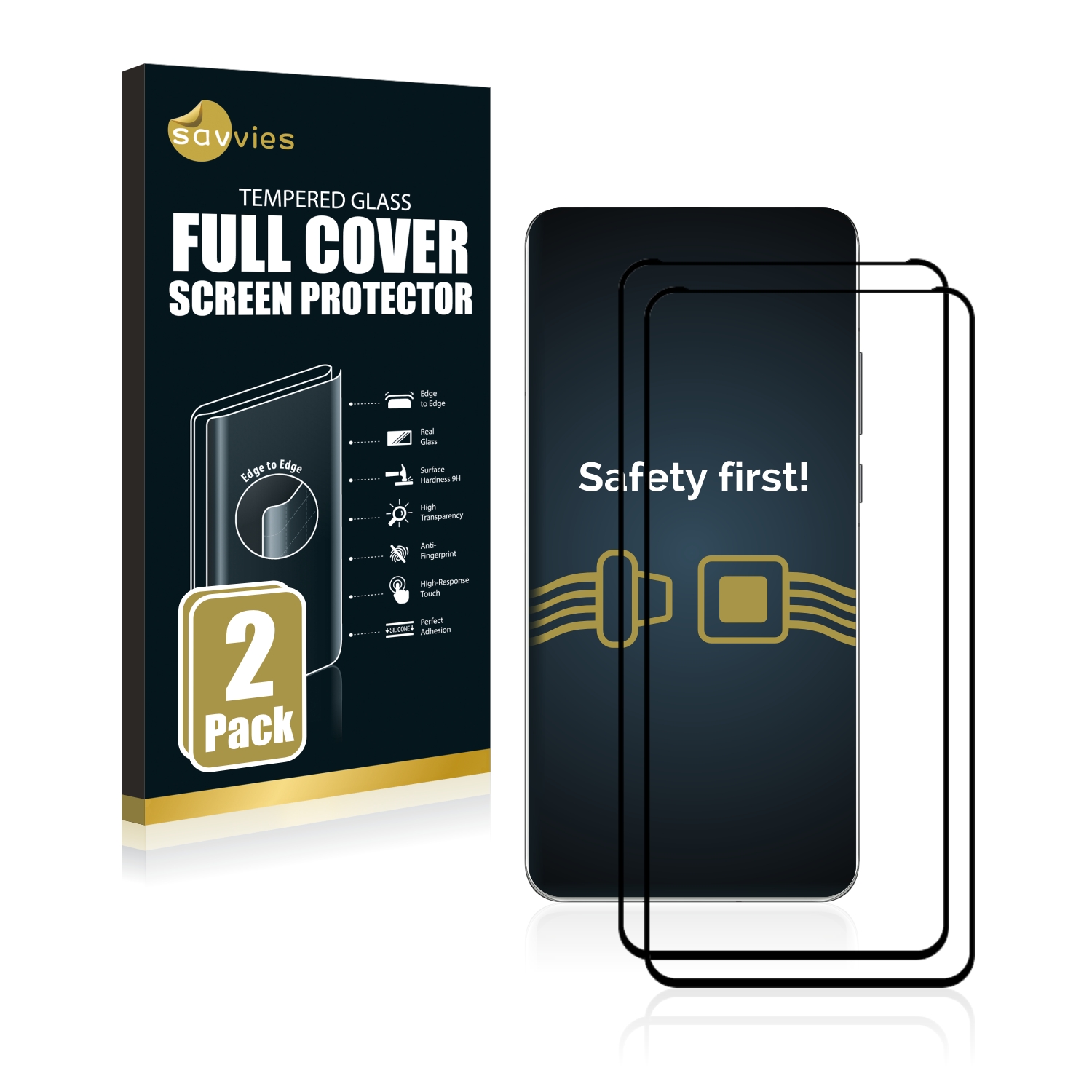 2x Savvies® Xtreme Glass 2.5D Full Cover 3D tvrzené sklo pro Huawei P40 (černý)