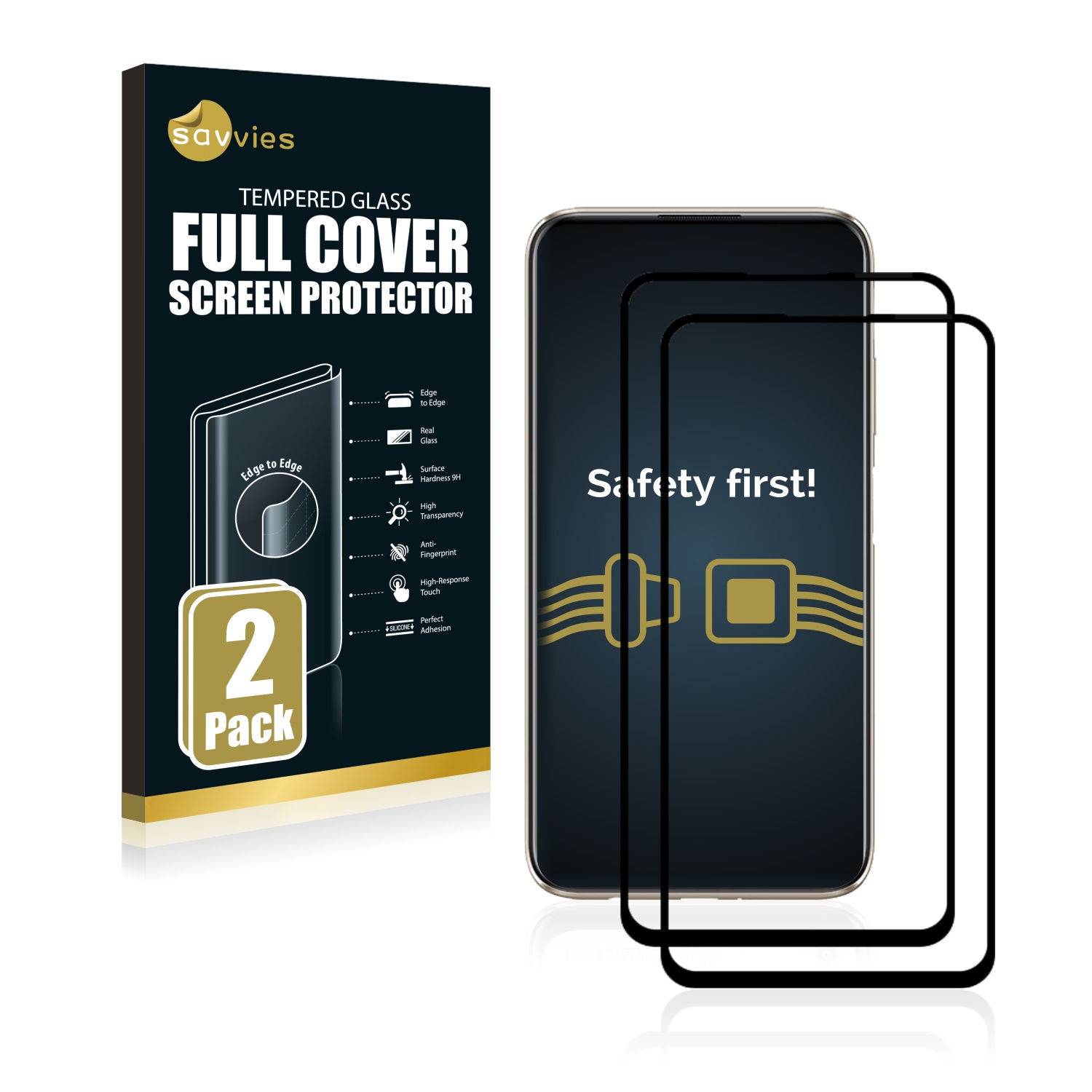 2x Savvies® Xtreme Glass 2.5D Full Cover 3D tvrzené sklo pro Huawei P40 Lite (černý)