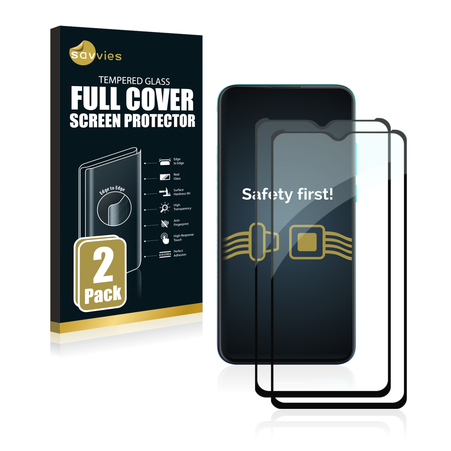 2x Savvies® Xtreme Glass 2.5D Full Cover 3D tvrzené sklo pro Motorola Moto G8 Power Lite (černý)