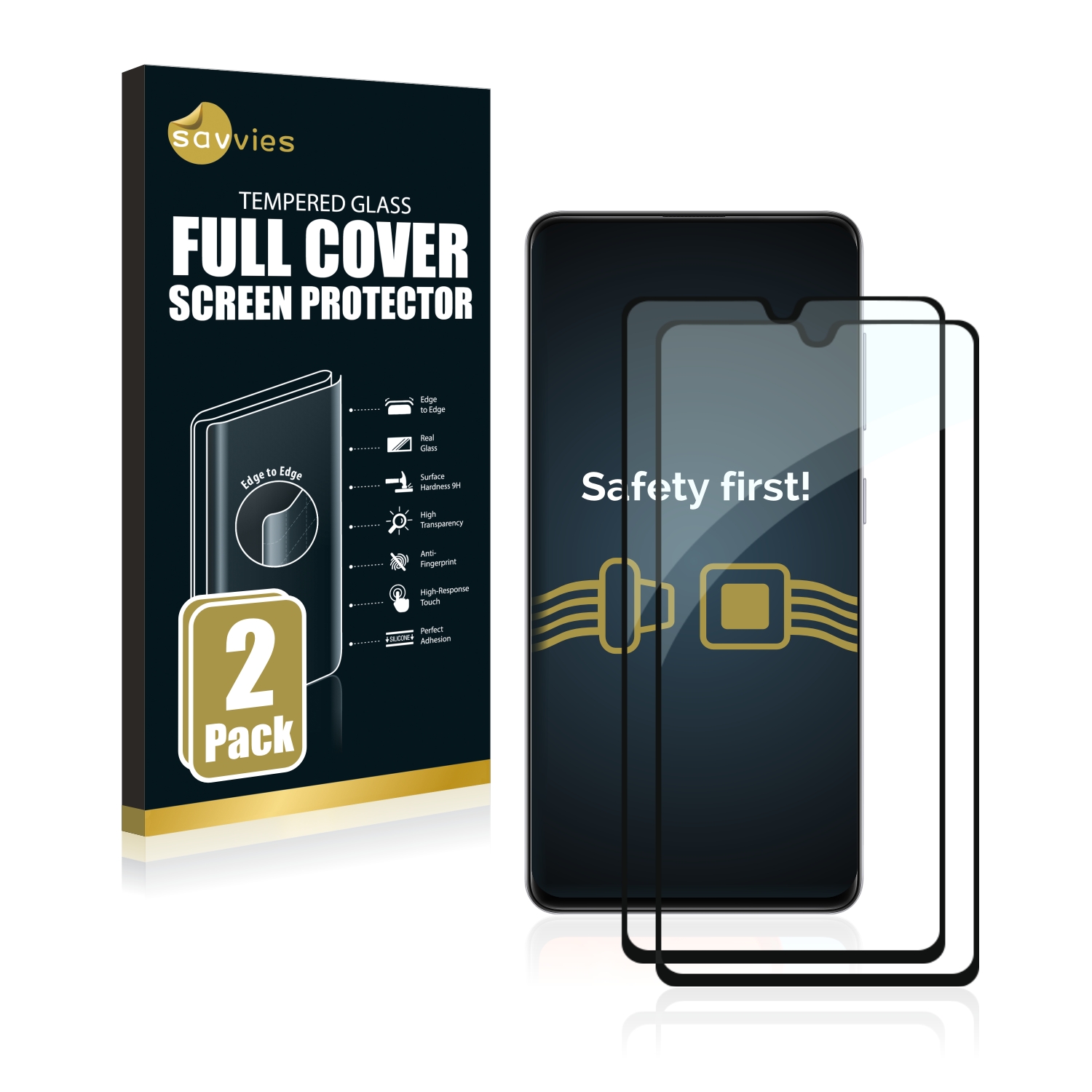 2x Savvies® Xtreme Glass 2.5D Full Cover 3D tvrzené sklo pro Samsung Galaxy A41 (černý)