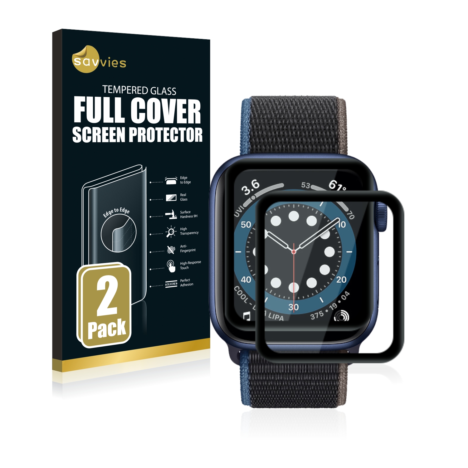2x Savvies Xtreme Glass 3D Full Cover 3D tvrzené sklo pro Apple Watch SE (44 mm) (černý)