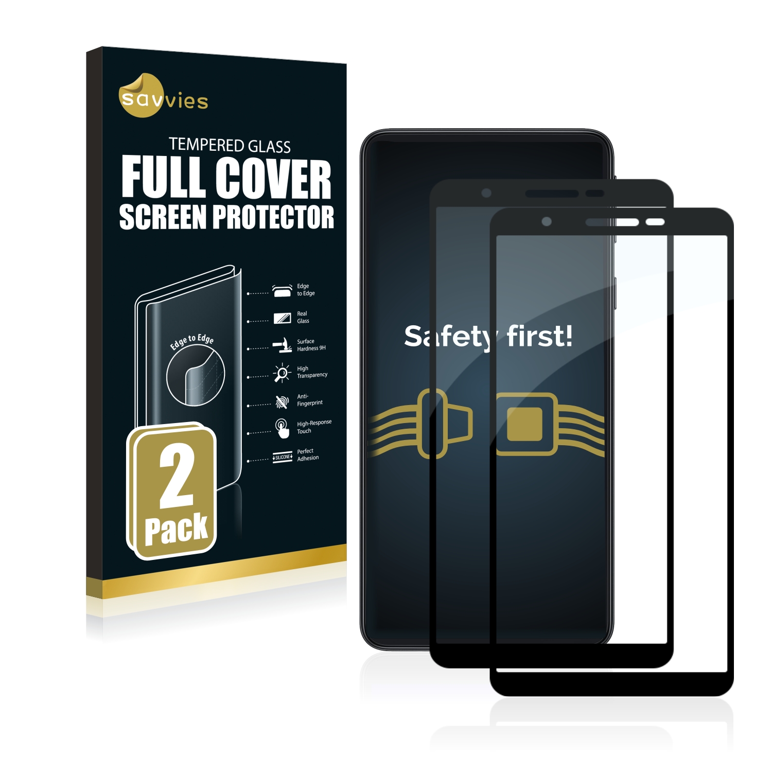 2x Savvies Xtreme Glass 2.5D Full Cover 3D tvrzené sklo pro Samsung Galaxy A3 Core (černý)